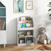 Toy Storage Cabinet, Kids Bookcase Childrens Bookshelf, Gray 2