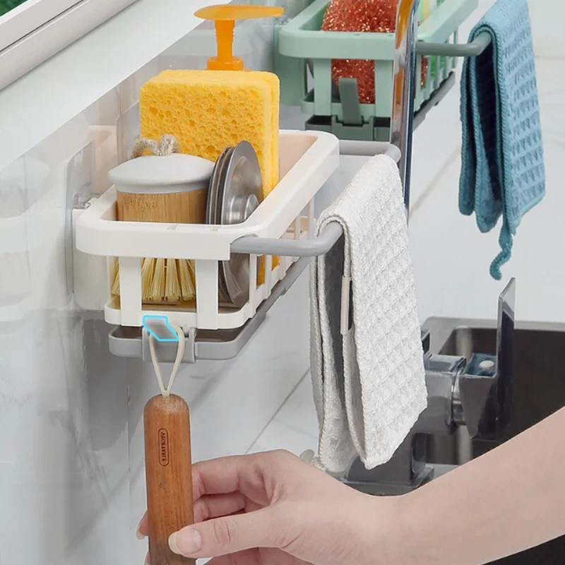 Kitchen Dish Sponge Sink Holder Drain Rack Storage Shelf Bathroom Organizer Shelves Hanging Rack Organizer Accessories 3