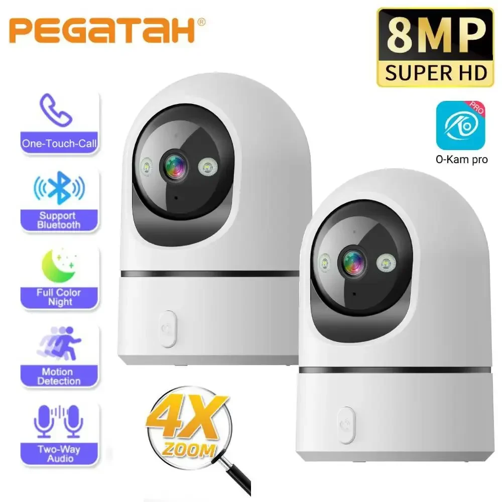 1-4PCS 8MP WiFi PTZ Camera Home One-touch Call Indoor CCTV Surveillance Camera Auto Tracking Camera Protection Baby Camera