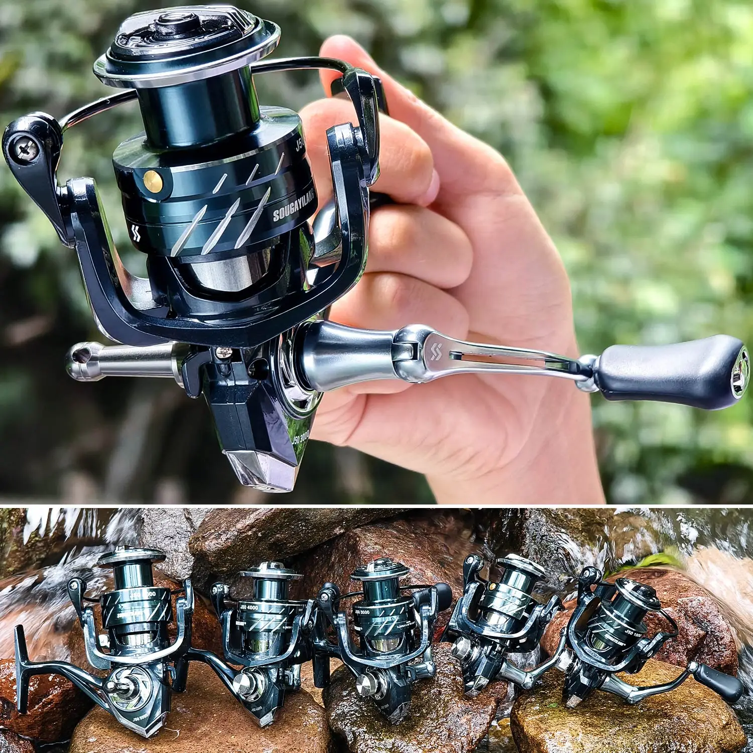 4000 series fishing reels KastKing Spinning Fishing Reel Up to 39.5lbs Max Drag 6.2:1/5.2:1 Gear Ratio 10+1-MegaJaws
