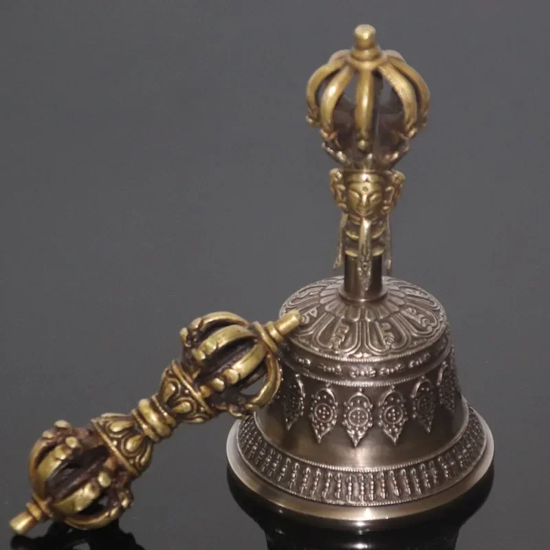 Meditation Chimes Buddhist Bell Nepal Tibetan Bells Chimes Handmade Brass Vajra Bell and Pestle Meditation Tool Sound Healing Instrument Buddhist Supplies Gifts