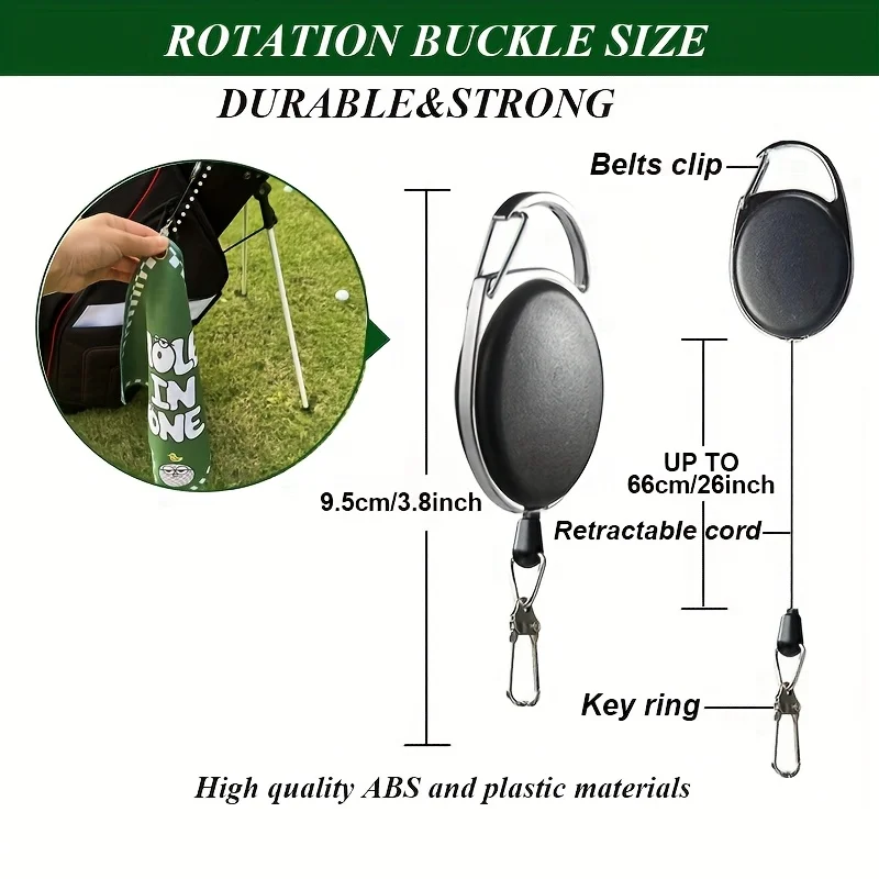 Stylish Double-Sided Green Golf Towel with Retractable Hook - Creative Gift