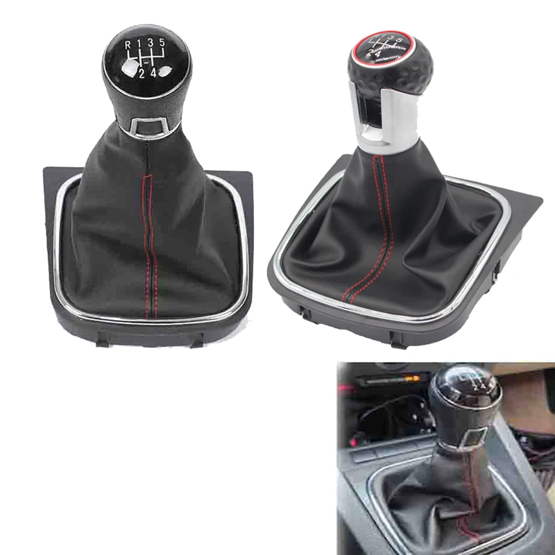 5-6-Speed-Gear-Shifter-Knob-Lever-Shifter-Gaitor-Boot-PU-Leather-Fit ...