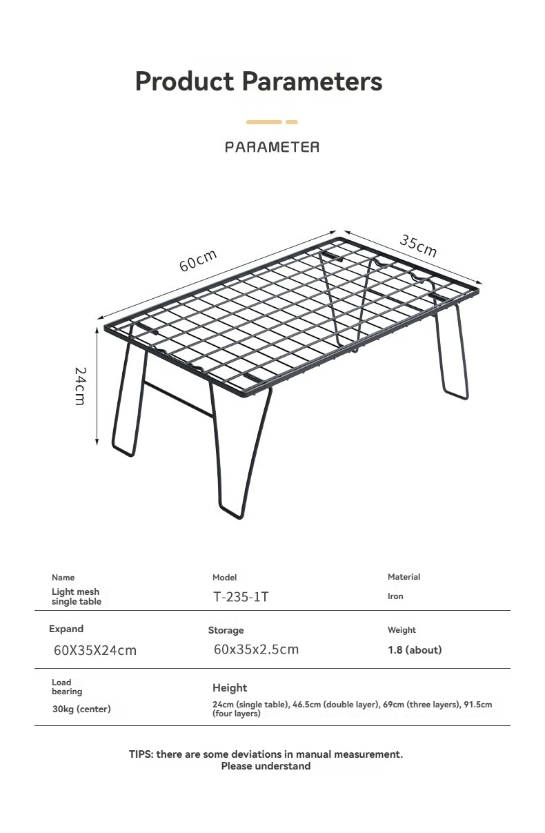 CAMPINGMOON T-235 Eisen-Aufbewahrungstisch Outdoor Camping Leichter Multifunktionaler Tragbarer Klapptisch – Detail 3