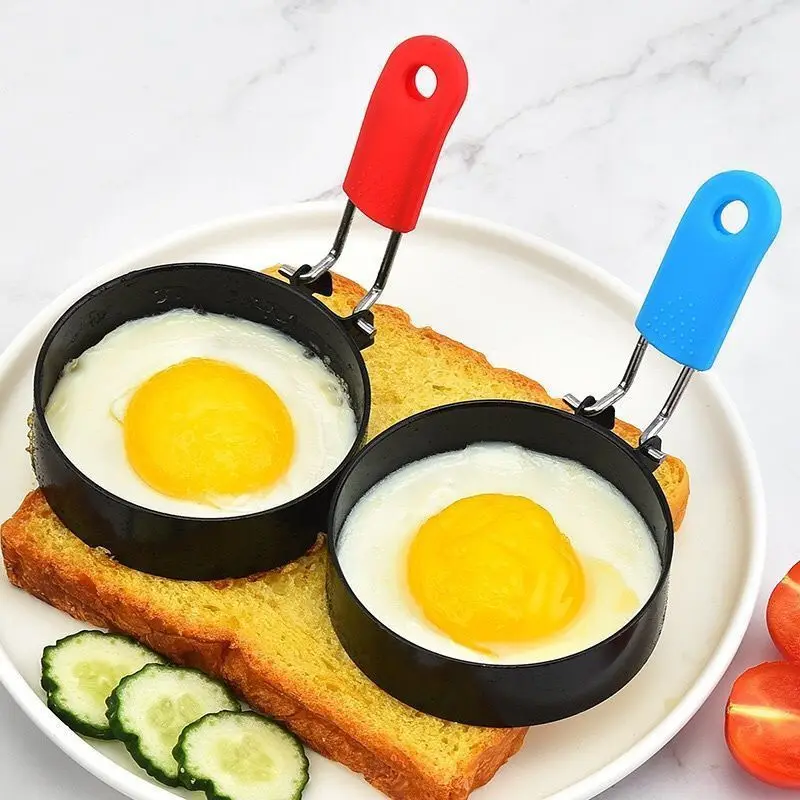 

Egg Ring with Anti-scald Handle with Oil Brush Nonstick Coating Breakfast Tool for Egg Frying/Shaping