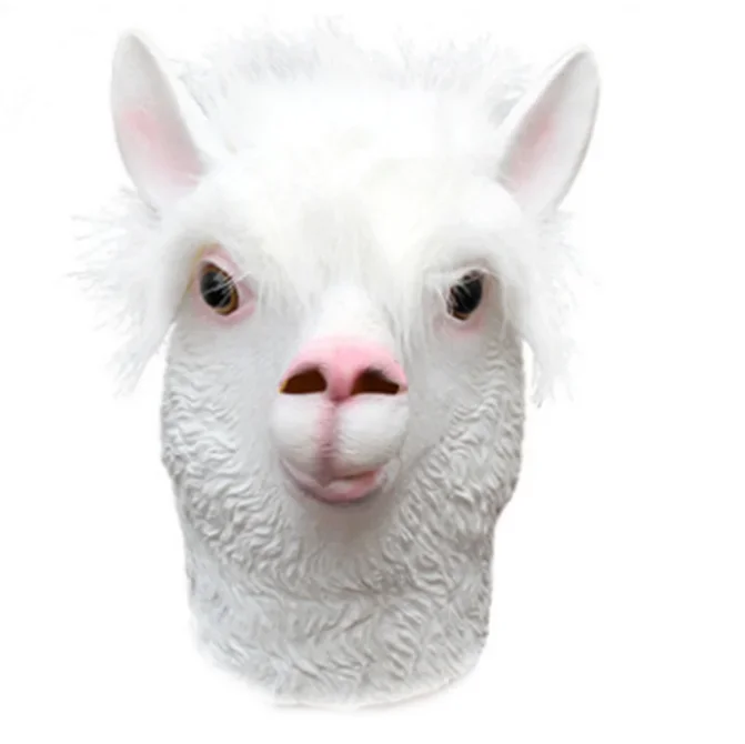 Halloween Animal Carnival Party Cute White Alpaca Latex Masks Cosplay ...