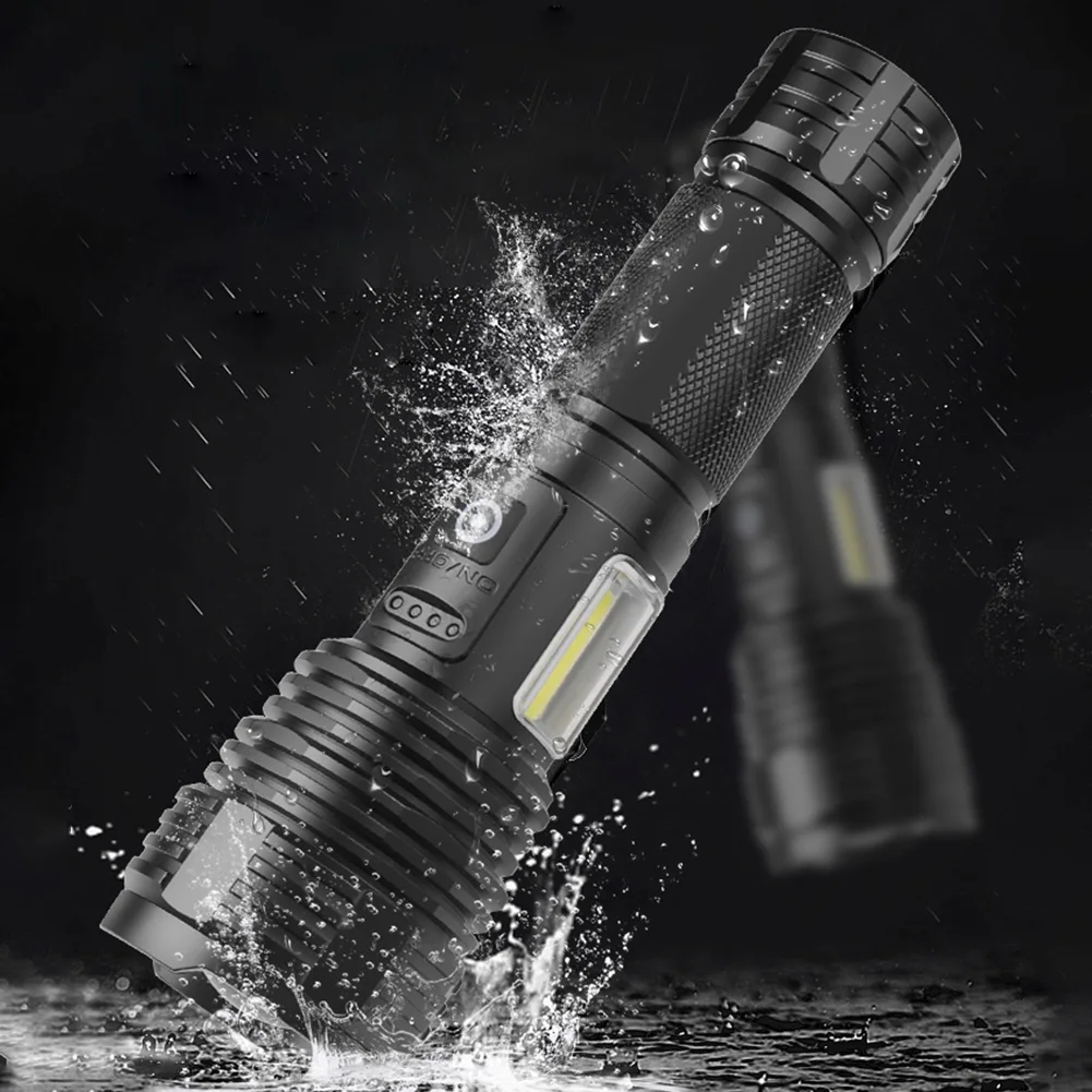 슈퍼 브라이트 USB 충전 강력한 LED 손전등, IPX4 방수 캠핑 랜턴 손전등, 정전용 1000LM