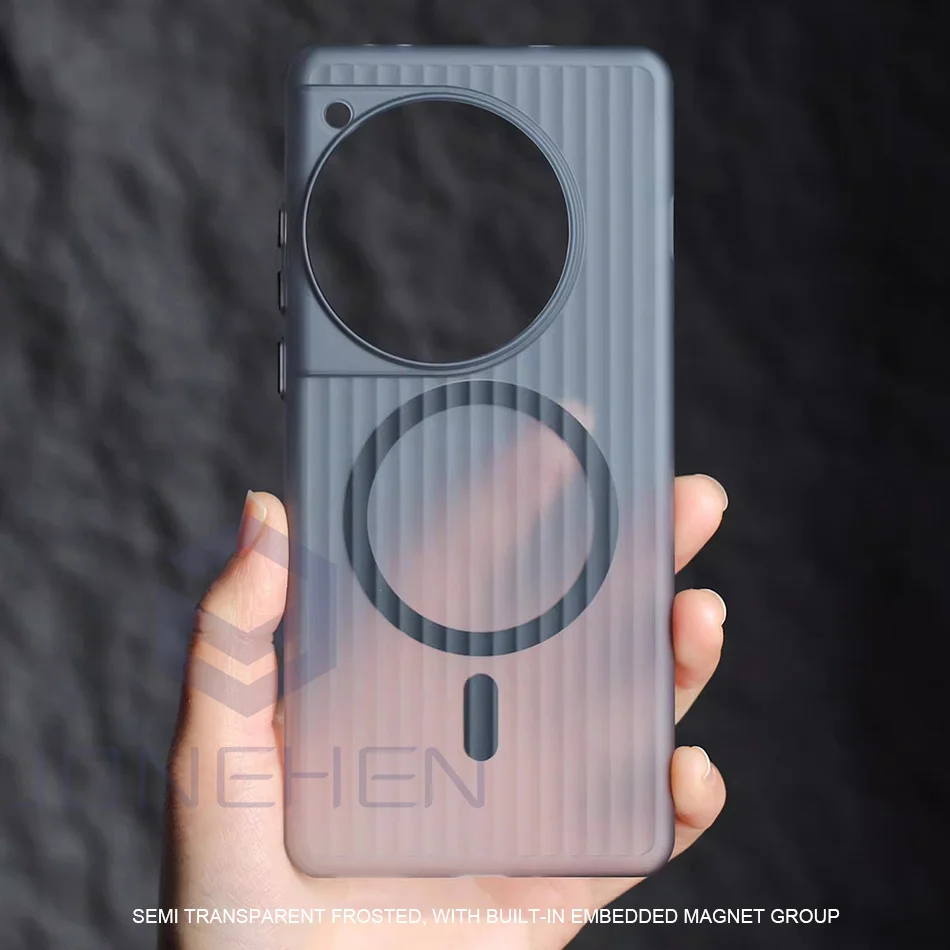 Magnetic Corrugated Pattern Matte Case with Wireless Charging Compatibility - Clear Cover