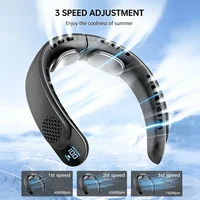 Ventilateur de cou portable 360 °   Ventilateur sans pales silencieux à suspendre, rechargeable USB 4000 mAh, avec affichage numérique LED et puissant flux d'air 1