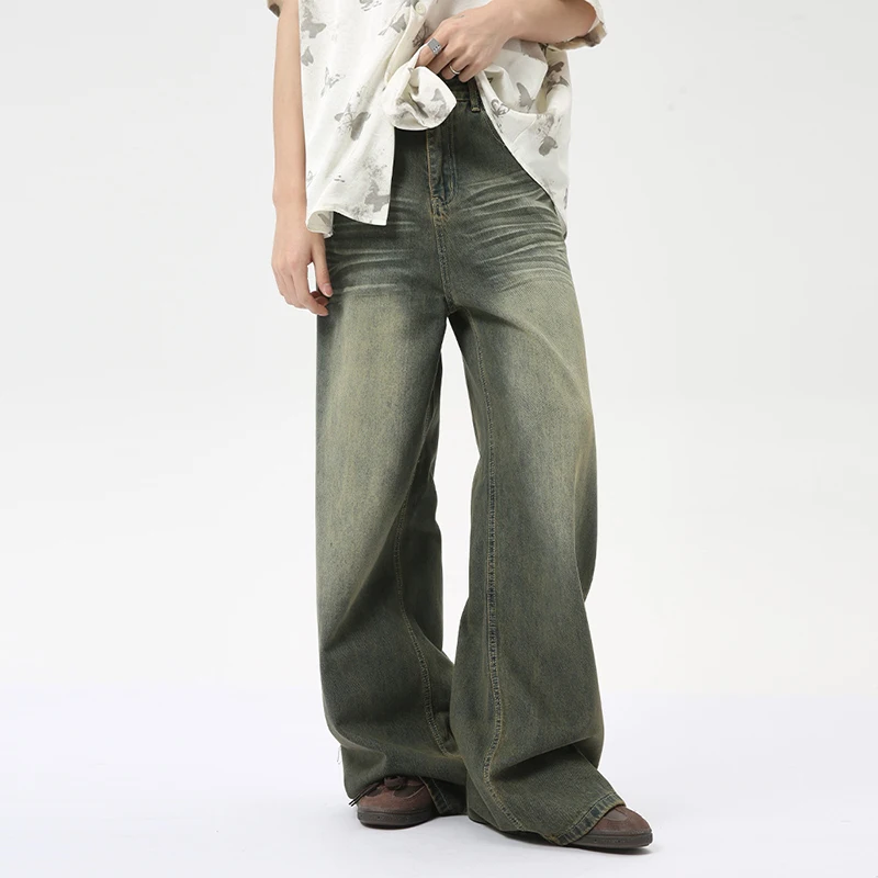 IEFB Fashion Loose Men's Straight Denim Pants American Style Casual Worn-out Design Wide Leg Jeans Summer New Trend 9C6256 2
