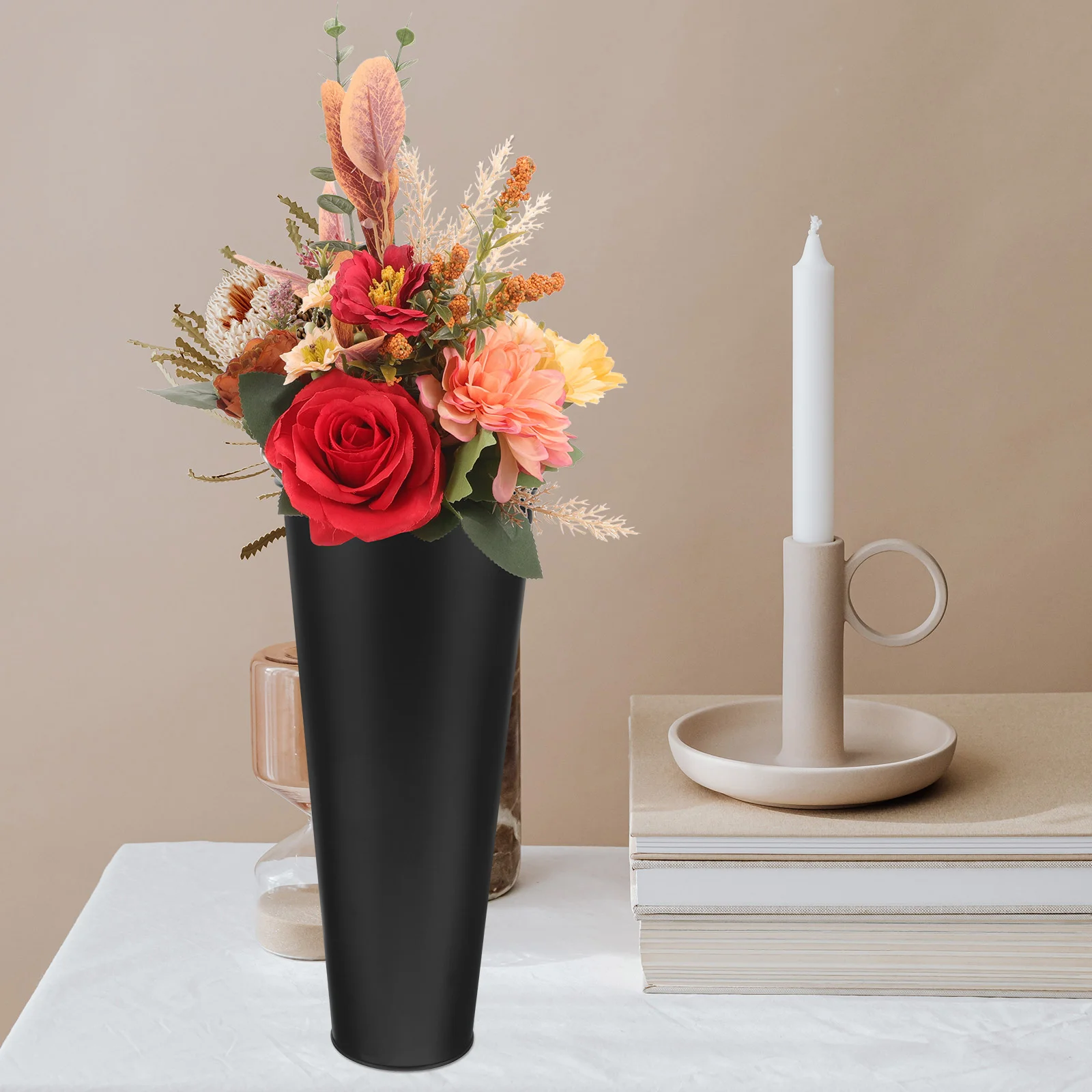 

Simple Tin Flower Bucket Office Walking Sticks French Floor Vase Iron Gardening Pot