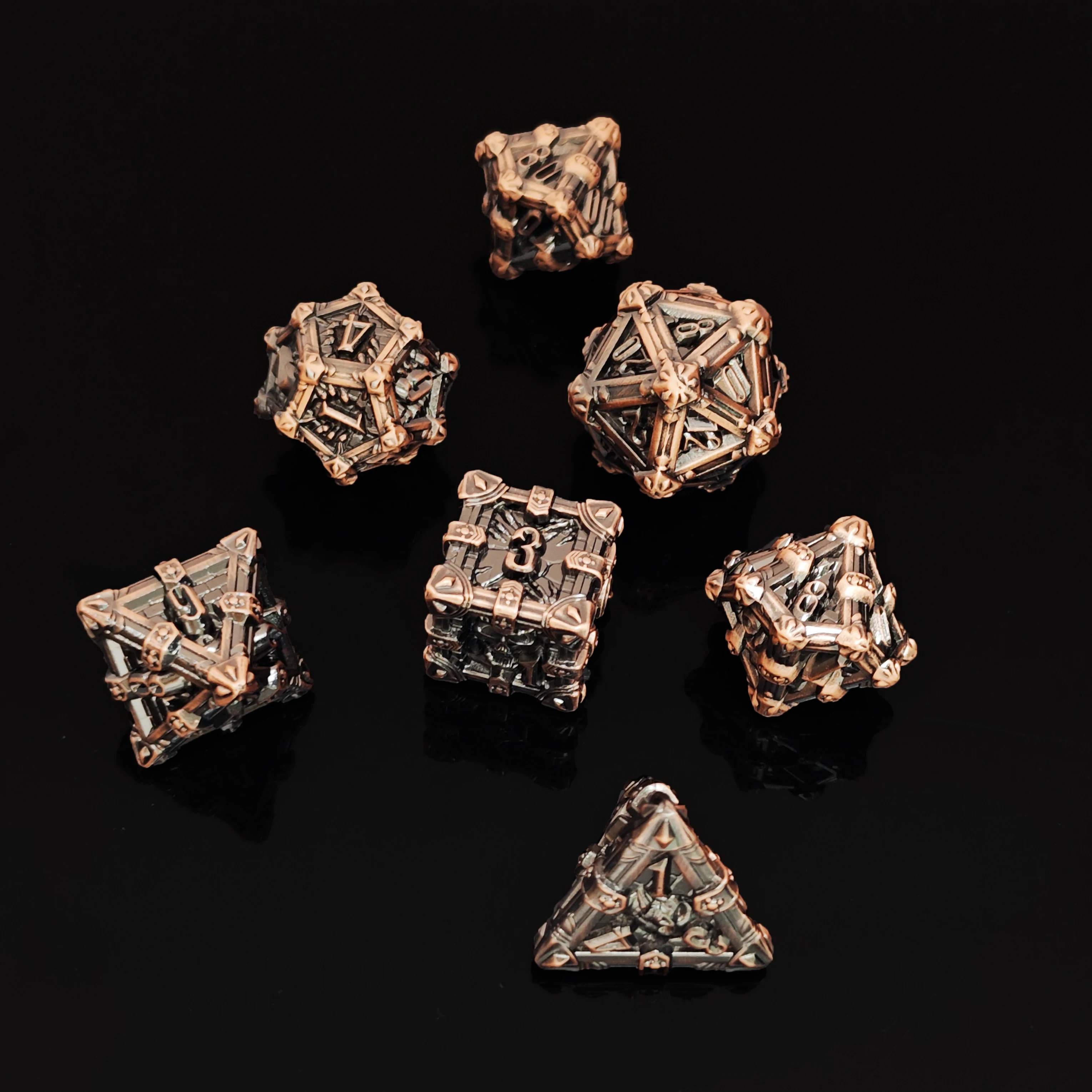 Premium Metallic Gear 7-Piece Polyhedral Dice Set