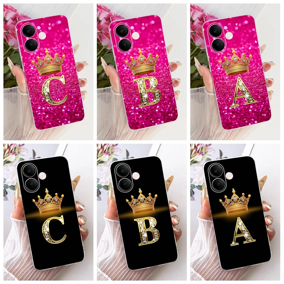 Cute Letters Crown Soft Slim Silicone Back Cover Case - Enhanced Protection with Stylish Design