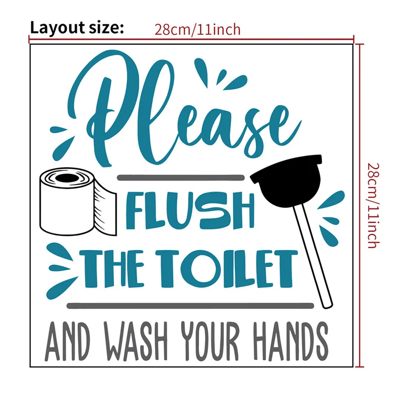 Flush The Toilet PVC Toilet Stickers Washroom Stickers Removable PVC Waterproof Self-adhesive Decals