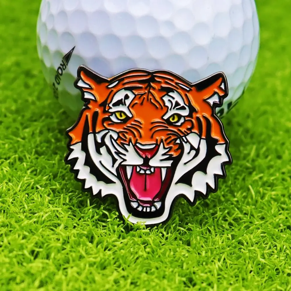 Golf Training Tiger Golf Ball Marker Hat Clip Alloy Portable Magnetic Hat Clip Removable Lightweight Ball Marker Belt
