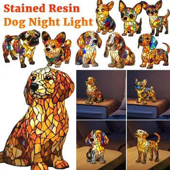 LED Corgi Lamp – Stained Resin Dog Night Light 1