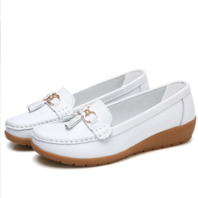 Women Shoes Nurse Loafers Shoes Classics Flats Zapatos Mujer Comfortable Flat Shoes Women White Casual Leather Women's Footwear 5
