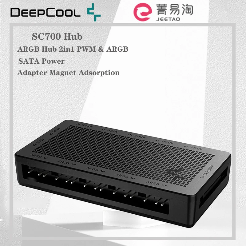 

DEEPCOOL SC700 ARGB Hub 2in1 PWM & ARGB Multi Way Hub Adapter Magnet Adsorption SATA Power Computer Case Fan hub