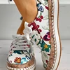 Women Sneakers Elegant Floral Printed Lace Up Female Flat Shoes Fashion Round Toe Lady Vulcanized Shoes Femme Casual Shoes 2