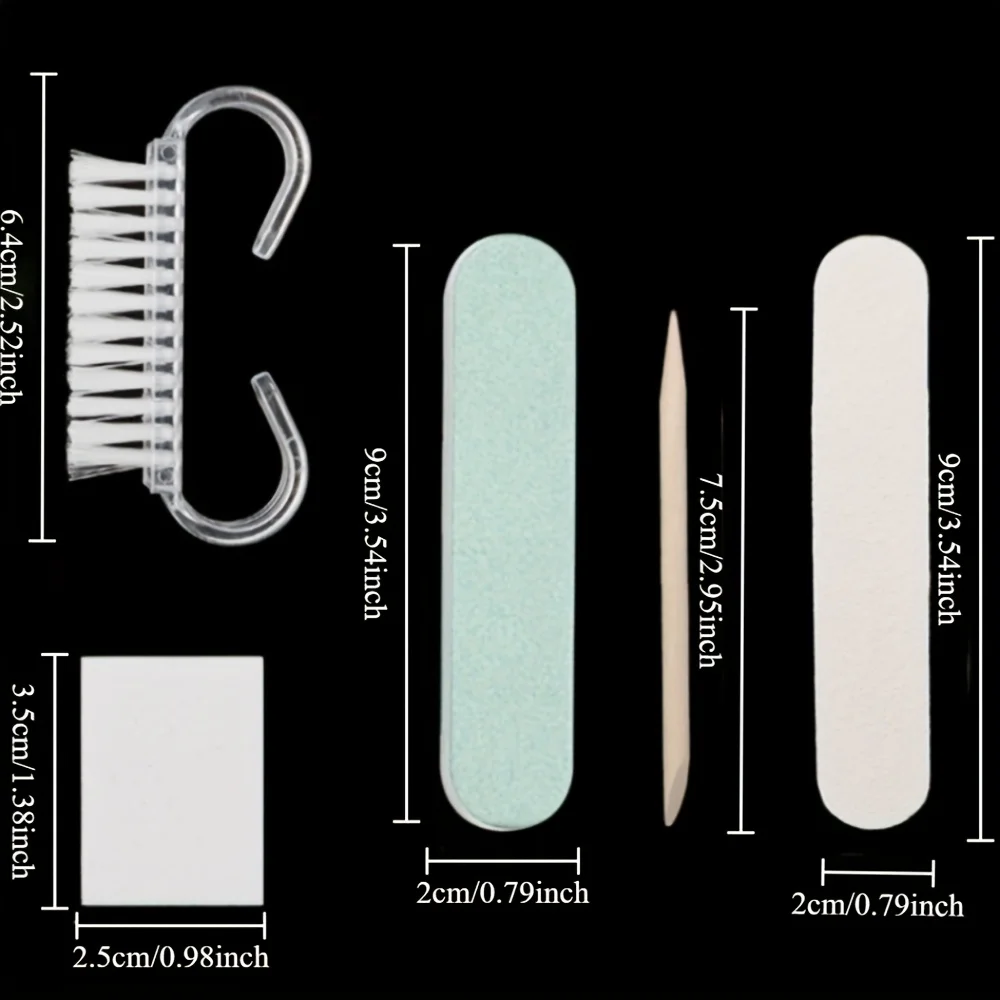 Nail Art Kit] 10-piece set, 5 pieces per pack, mini nail file and dead skin pusher set, two-sided nail file, wooden dead skin - 4