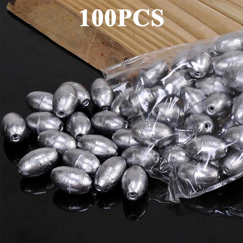 50/100pcs Fishing Weight Sinker Fishing Olive Shape Rig Sinkers Fishing  Weights Split Shot Sink Fishing Tackle Tool Accessories