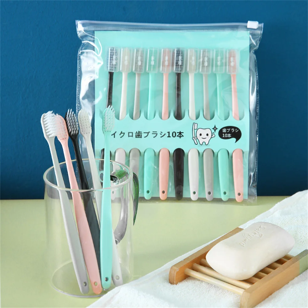 

50/Set Macaron Toothbrush Adult Family Pack Household Toothbrush Soft Bristles With Protective Cover Oral Care Tools