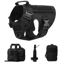 Tactical Training Dog Harness and Leash Set - L(30-40KG) (Black 4 piece set)