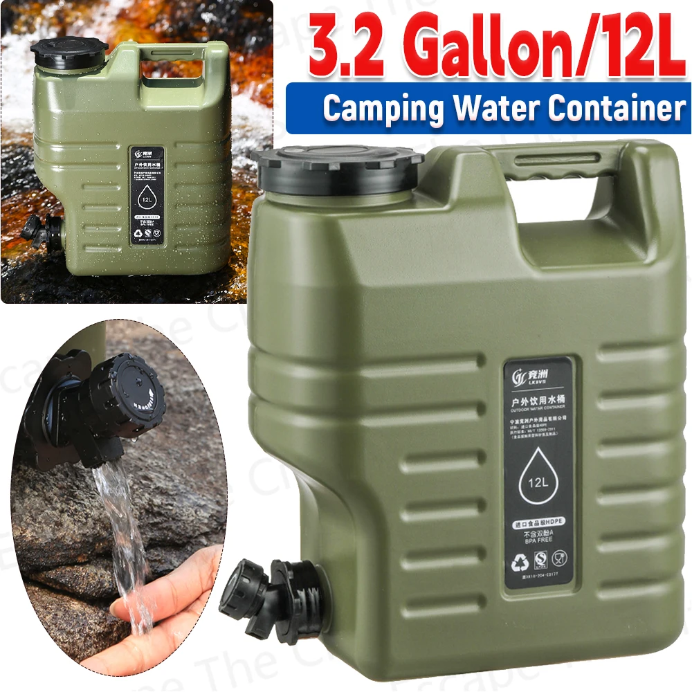 

12L Camping Water Container with Spigot BPA Free Water Jug Food-Grade PE Water Bin for Outdoor Camping/Picnic Emergency Storage