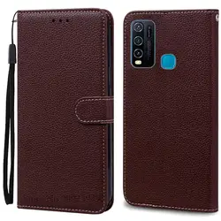 Elegant Wallet Flip Phone Case with Soft Bumper - Premium Back Cover s in Stylish Design for vivo 1938 (Coffee)