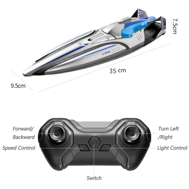 30KM/H RC High Speed Racing Boat Speedboat Remote Control Ship Water Game Kids Toys Children Birthday Gift 6