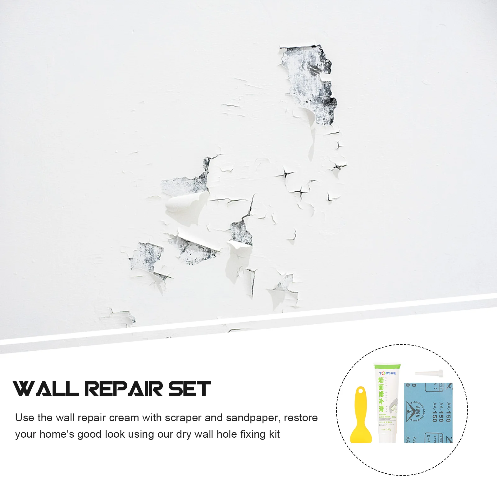 1 Set Wall Mending Agent Drywall Wall Repair Paste Repair Cream Kit with Sandpaper Scraper drywall patch kit