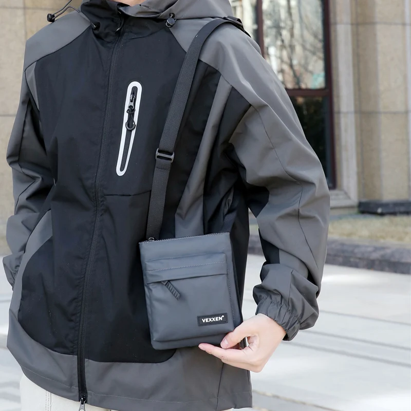 Borse a tracolla a tracolla per uomo Borsa a tracolla con cerniera in pelle PU casual Borsa per telefono mini a tracolla semplice Borsa a tracolla laterale maschile - immagine 4