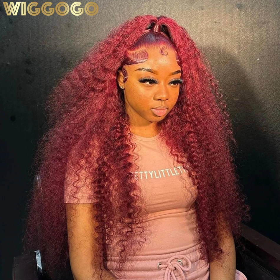 Wiggogo Red Wig 99J Burgundy Lace Front Wig 13X4 Curly Human Hair Wigs wiggogo-red-wig-99j-burgundy-lace-front-wig-13x4-curly-human-hair-wigs