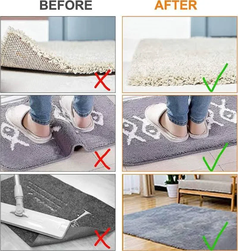 80/8pcs Carpet Non-slip Stickers Reusable Washable Anti Curling Carpet Patches Fixed Sticker Floor Rug Mat Grip Stoppers Tapes 6