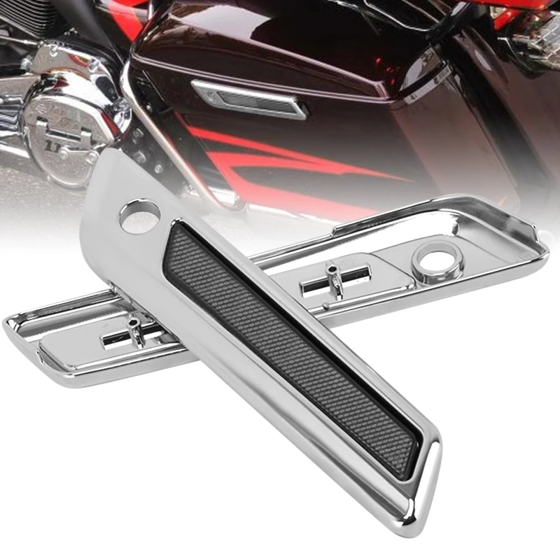 

Chrome Motorcycle Saddlebag Side Hinge Latch Cover Case For Harley Touring Road King Road Glide Street Glide 2014-up