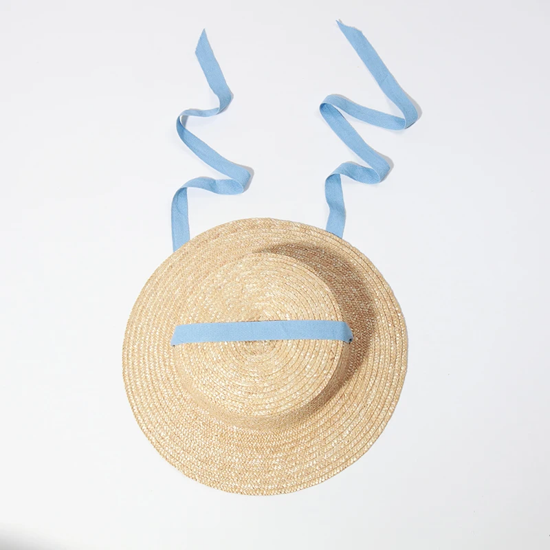 Children's Cute Straw Hat Kids Summer Sun Hats With Neck Flap Girl Boy Rope Beach Hat 2