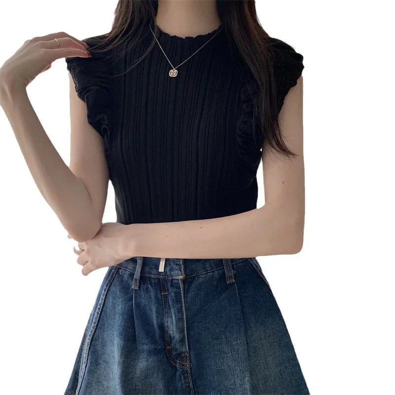 Women Striped Knitted Sleeveless Summer Vest