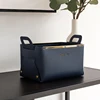 Metal Edged Leather Cosmetic Storage Boxes Creative Home Desktop Storage Ornament Solid Color Retro Exquisite Storage Basket 5