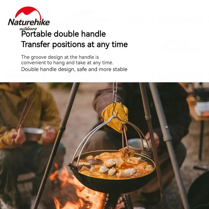Naturehike Outdoor Stainless Steel Pot Multiple Styles Camping Picnic Deep Fryer Portable Picnic Kitchen Cooking Pot Iron Wok