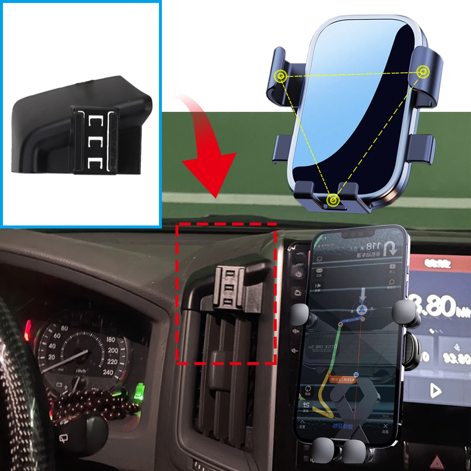 Phone Holder Screen Fixed Navigation Bracket Base Wireless for Toyota Land Cruiser LC200