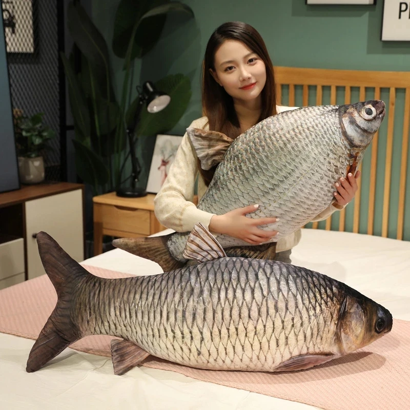 New 1pc120cm 3d Simulation Gold Fish Plush Toys Stuffed Soft Animal Carp Plush Pillow Creative Sofa Pillow Cushion Gift Kids Toy electric simulation fish cat toy usb charging red carp