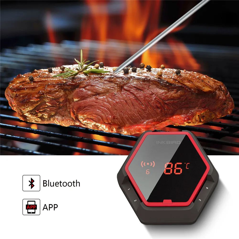 INKBIRD 150ft Bluetooth-Grill-Thermometer IBT-6XS With Carry Case