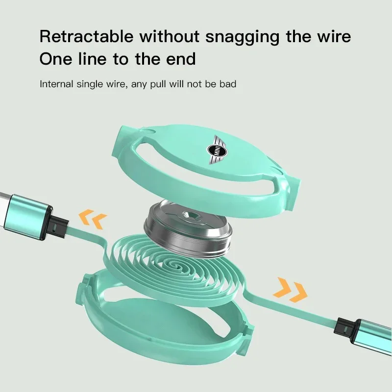 Car 3 In 1 Retractable Micro Data Wire USB Type C 100w Fast Charging for Mini Cooper S 2011 2 3 R56 R50 R53 R60 car accessories