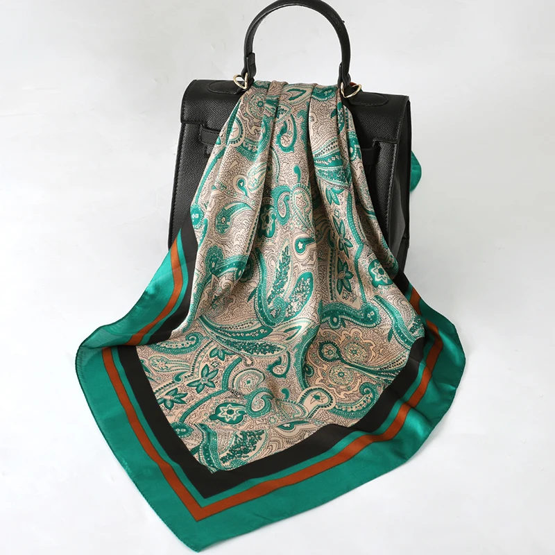 Luxuriöser Seidenschal für Damen, quadratisches Satin-Bandana mit Paisley-Muster, weicher Schal, Hijab, Foulard, Kopftuch 2026 – Detail 12