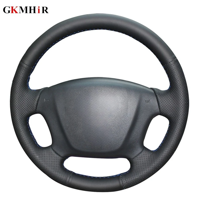 

Ручной сшитый черный из натуральной кожи DIY чехол рулевого колеса автомобиля обертывание для Kia Carens 2007-2011 Rondo hyundai Entourage