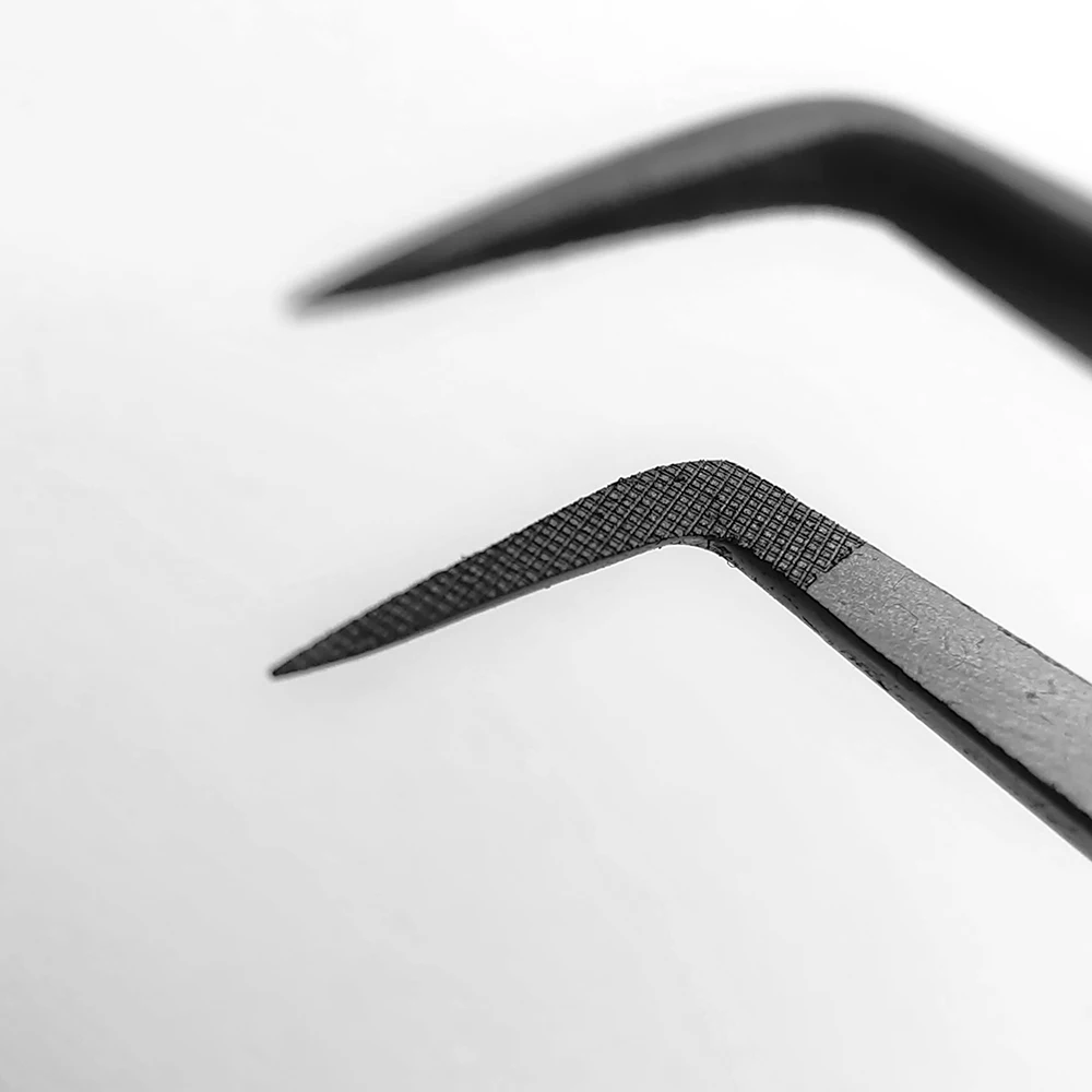 Fiber Tip False Lash Tweezers For Eyelash Extensions Black tweezer perfect close tip of tweezer for eyelashes 3