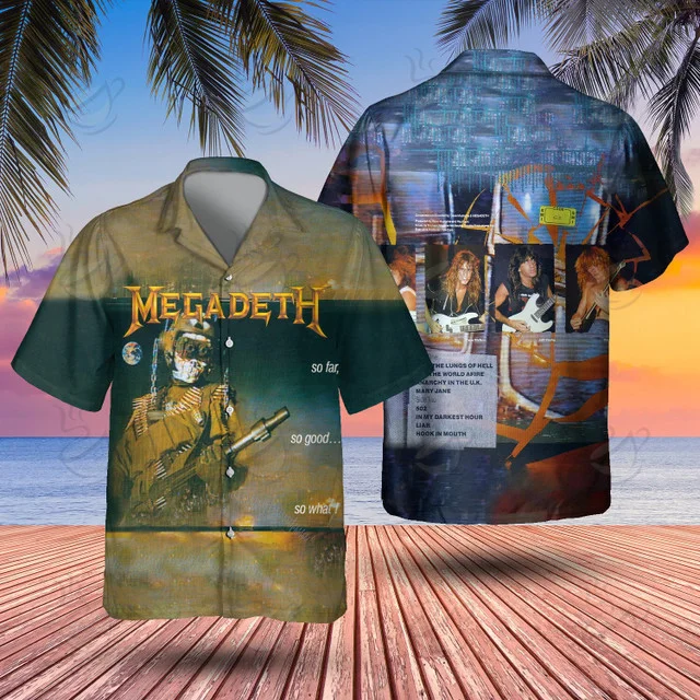 Popular Band Megadeth 3D Printing Hawaiian Shirts Men Women Casual Fashion Short Sleeve Shirt Tops Blouse Man Clothing 2