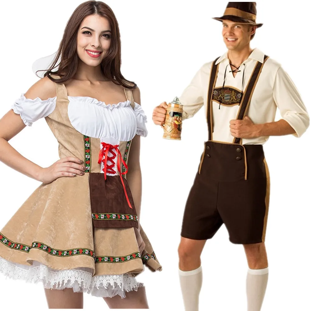 

Women Bavaria Oktoberfest Dress Costume Man Dirndl Lederhosen Beer Carnival Party Outfit Fancy Dress