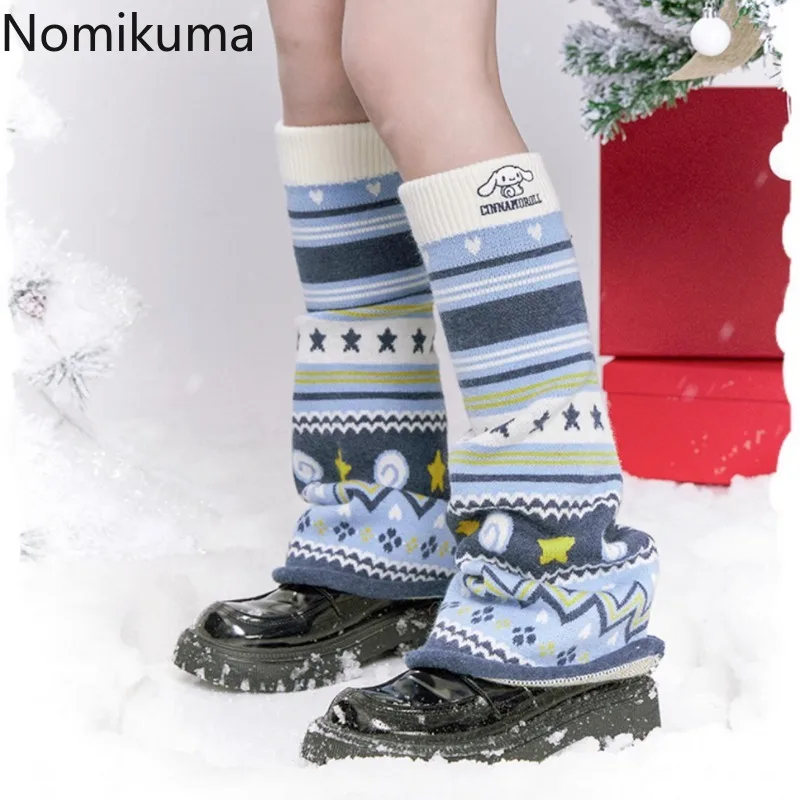 

Goth Leg Warmers Harajuku Sweet Leg Warmer Striped Knitted Socks Women Lolita Leg Cover Slouch Sockscalentadores De La Pierna