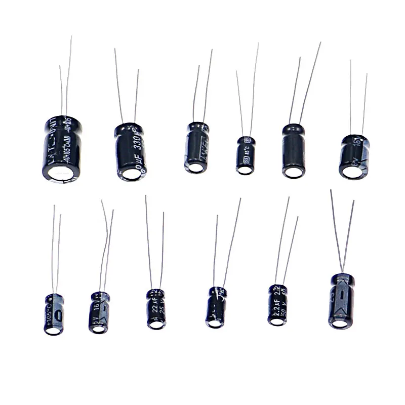 120pcs 12 Value 1uF~470uF Electrolytic Capacitors Assortment Kit 16V 25V 50V 1UF 2.2UF 3.3UF 4.7UF 10UF 22UF electrolytic capacitor aluminum electrolytic capacitor